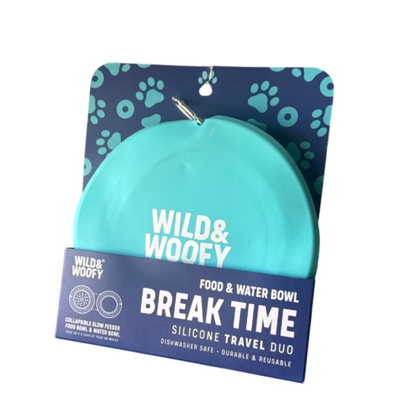 New Wild & Woofy Silicone Travel Duo Bowl - Picture 1 of 1